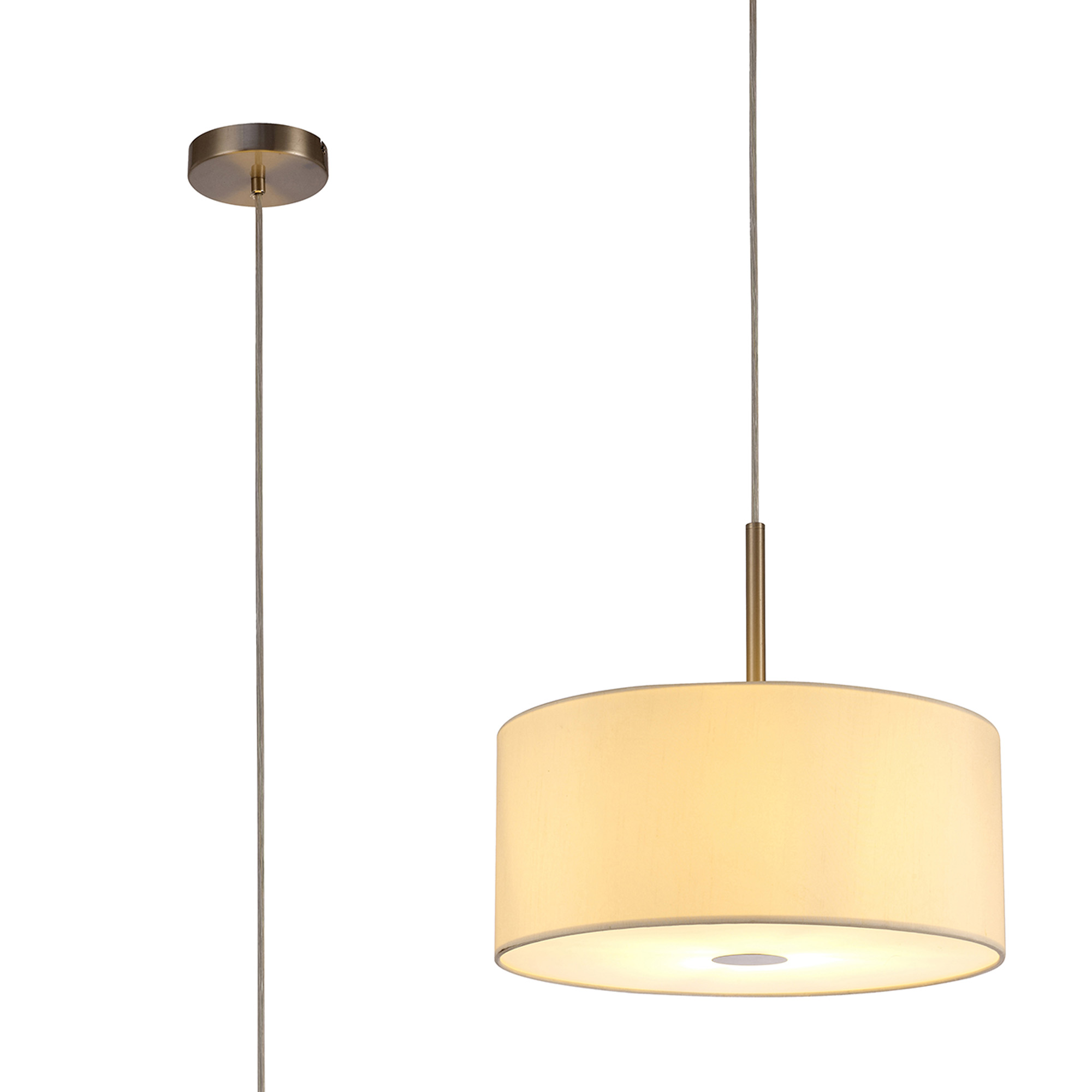 Baymont 40cm Pendant 1 Light Satin Nickel, Ivory Pearl, Frosted Diffuser